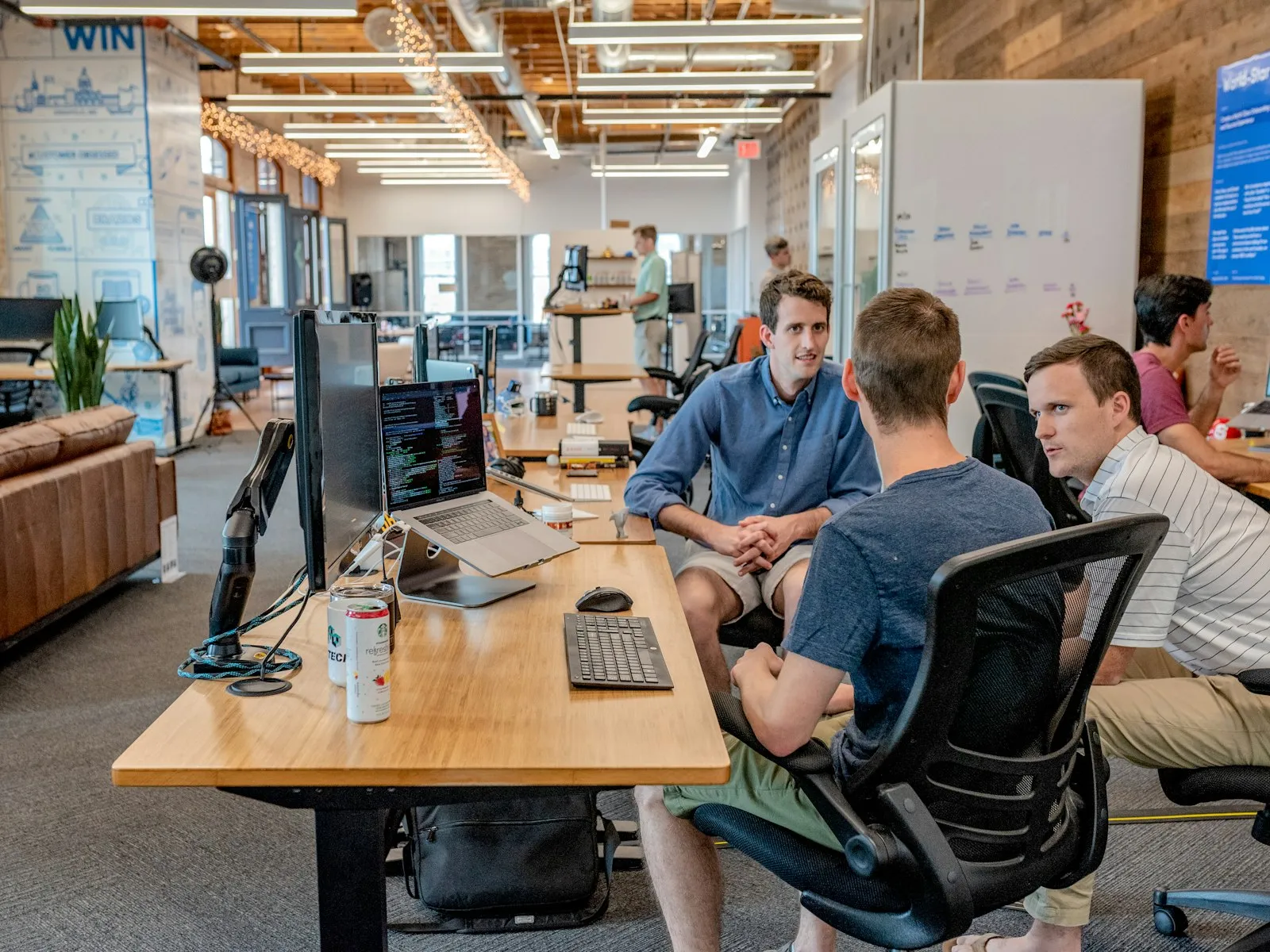 Business team reviewing market entry strategy in a meeting